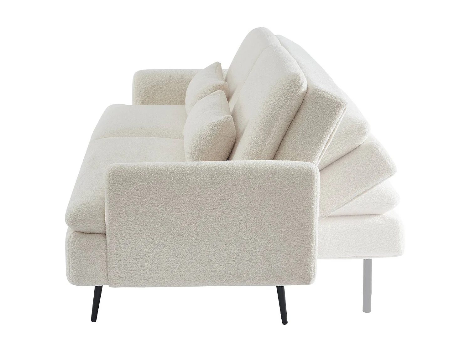 Divano letto 2-3 posti bouclé, crema