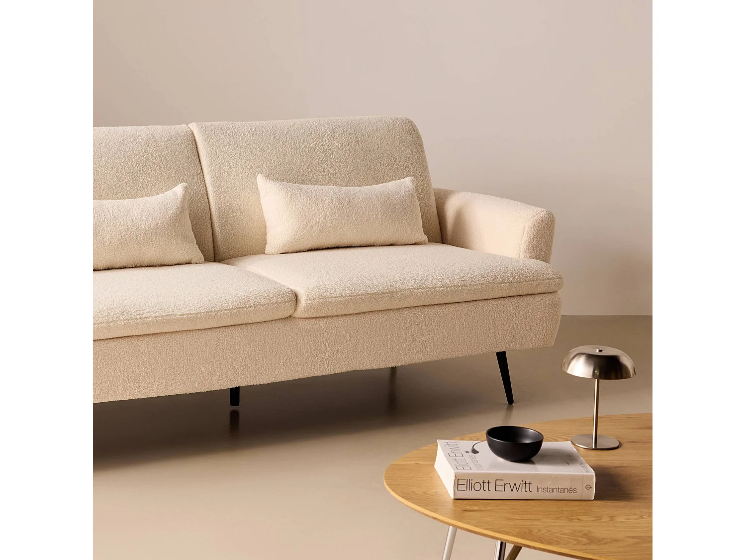 Sofá cama de borreguito, 3 plazas crema