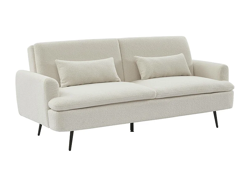 Divano letto 2-3 posti bouclé, crema