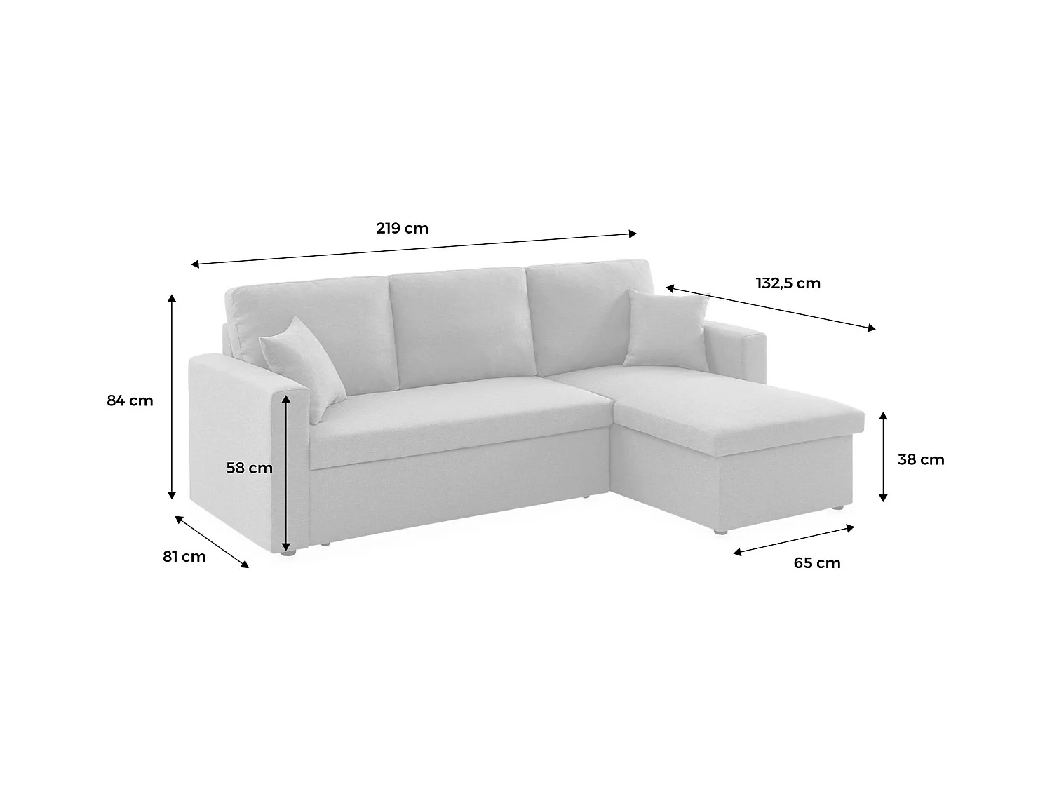 Sofá cama esquinero reversible de 3 plaza marrón