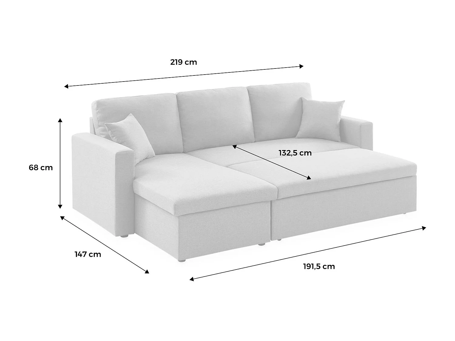 Sofá cama esquinero reversible de 3 plaza marrón