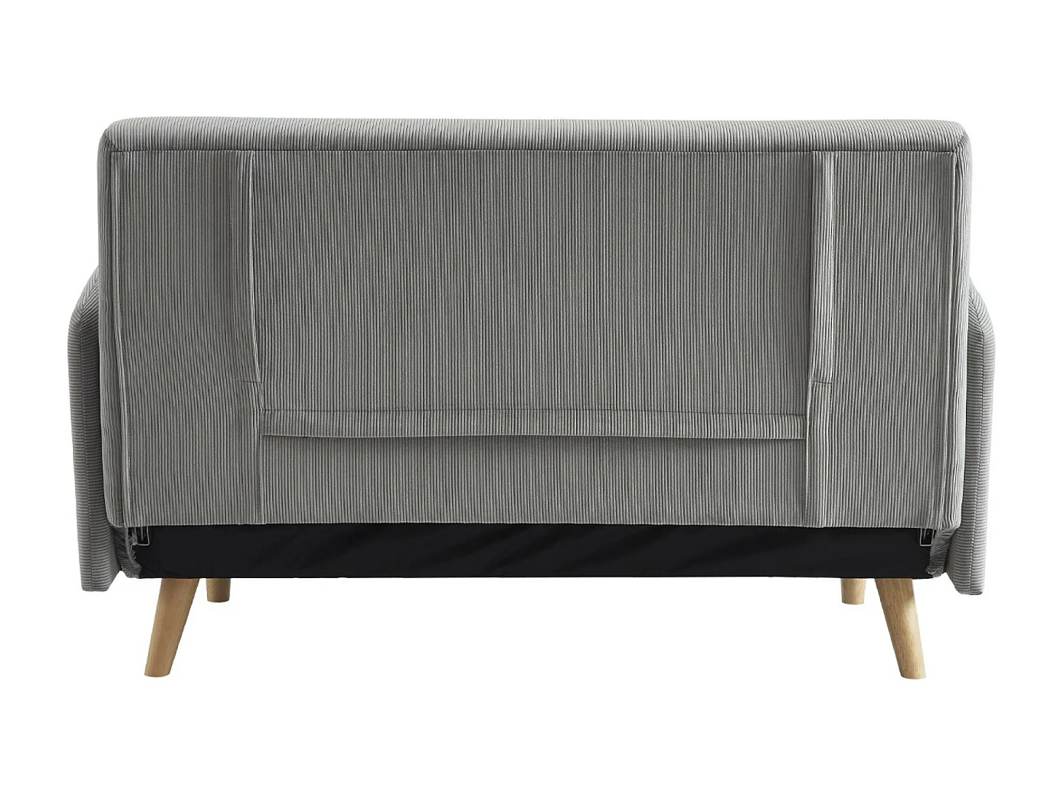 Sofá cama de pana de 2 plazas con patas de madera gris claro