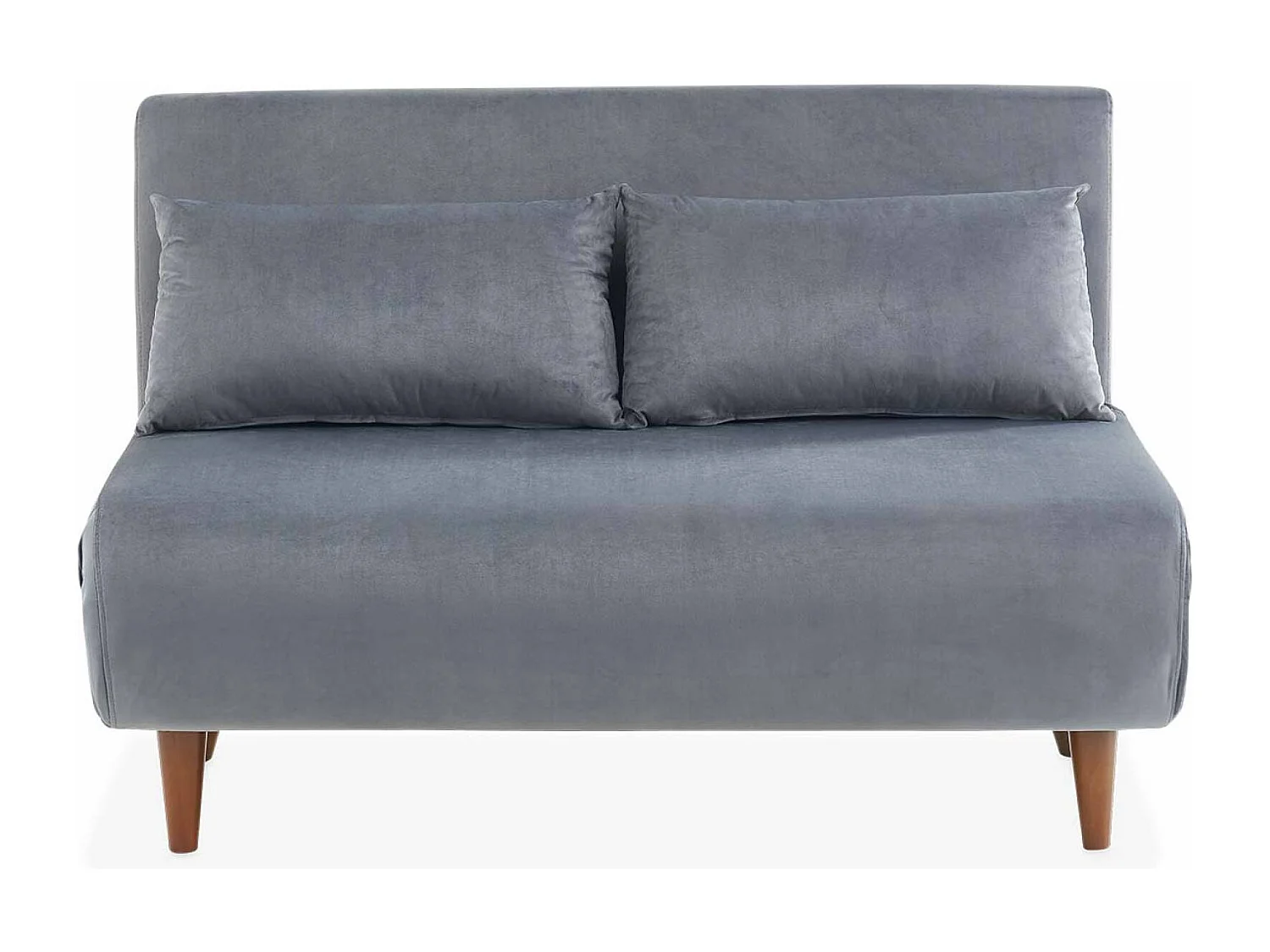 Sofá cama con patas de madera, 2 plazas gris oscuro