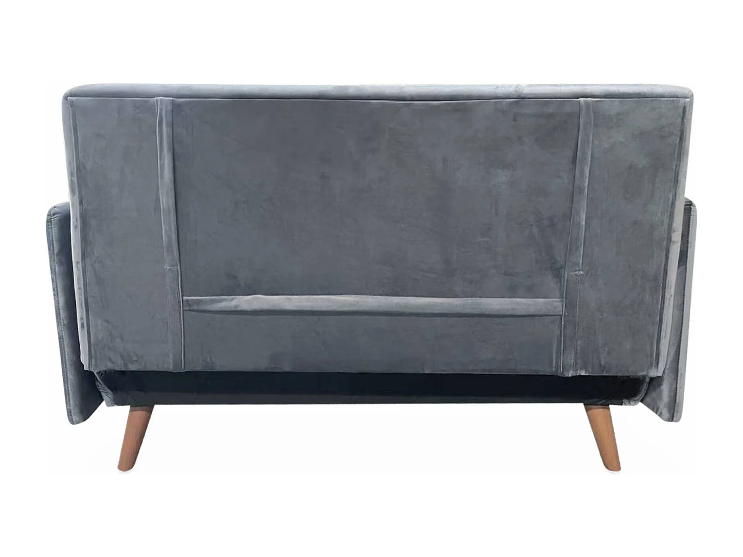Sofá cama con patas de madera, 2 plazas gris oscuro