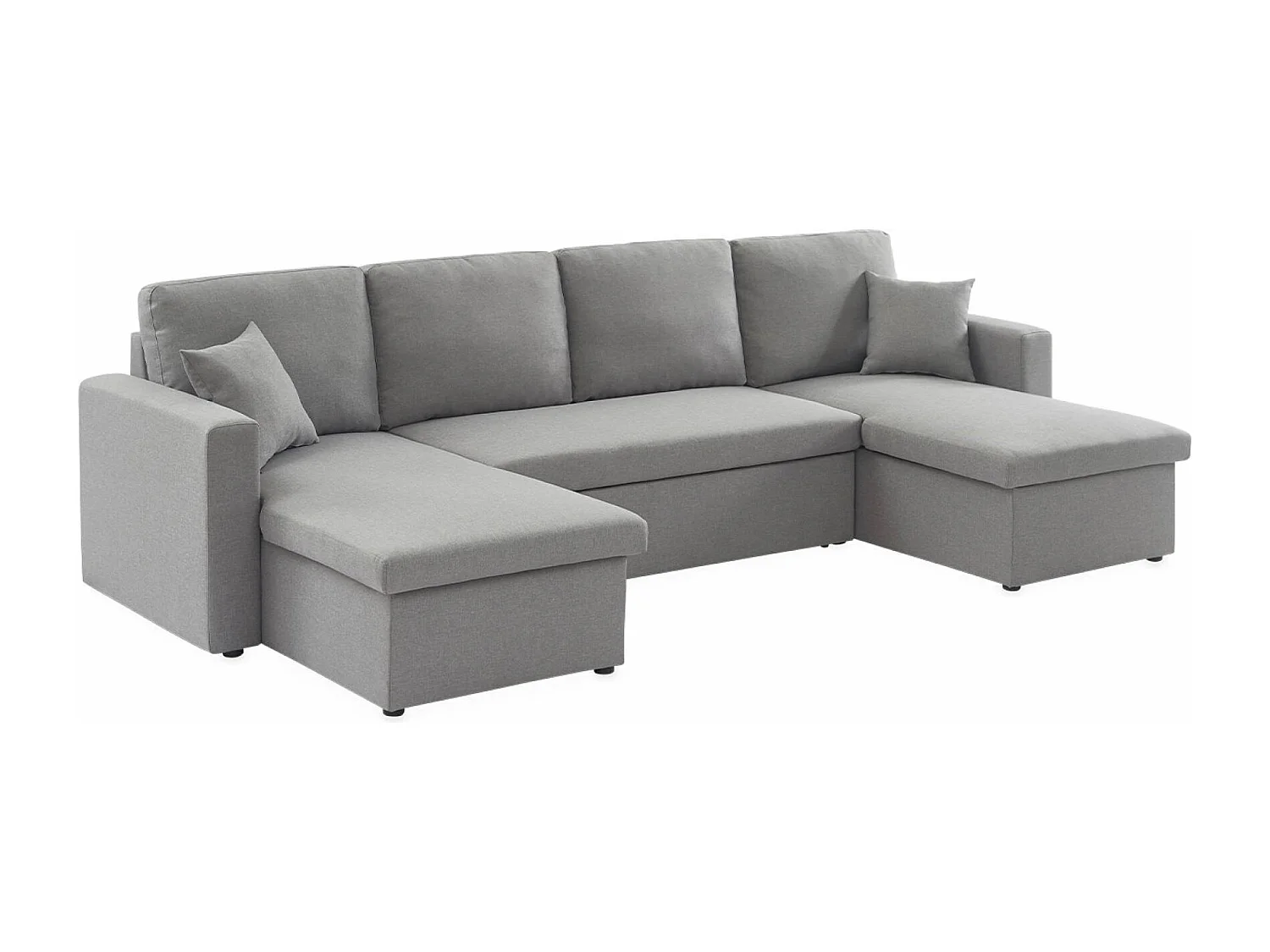 Divano letto panoramico in tessuto, 4 posti, grigio chiaro