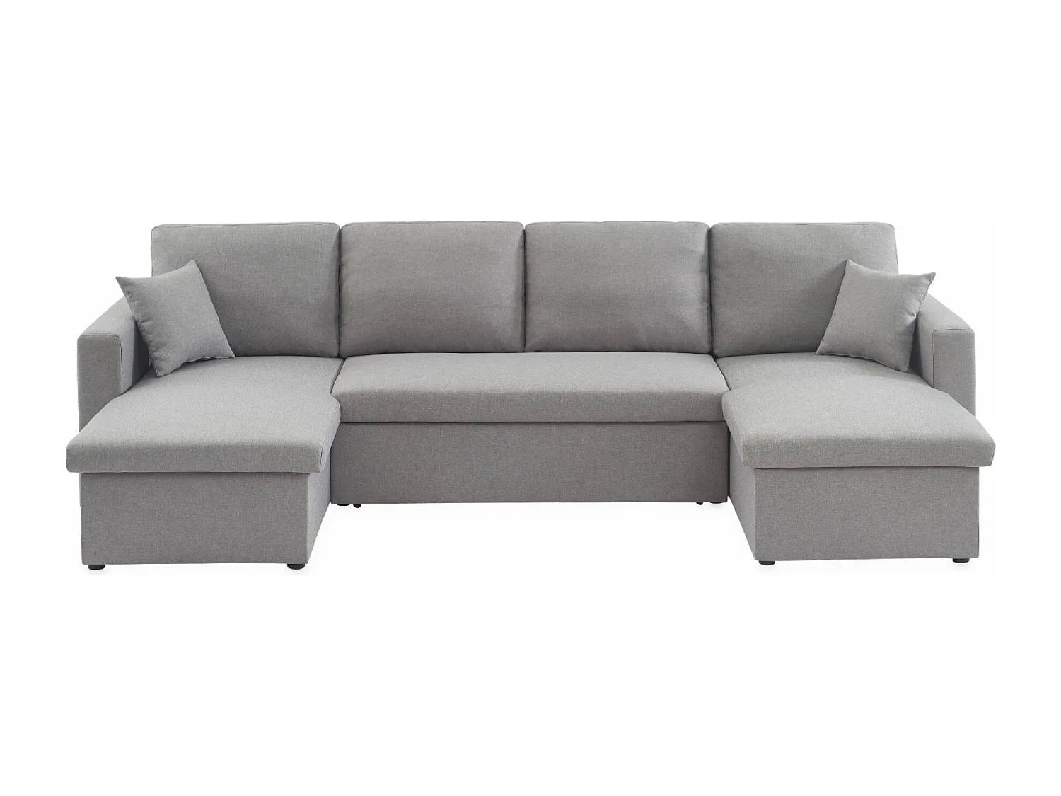 Divano letto panoramico in tessuto, 4 posti, grigio chiaro