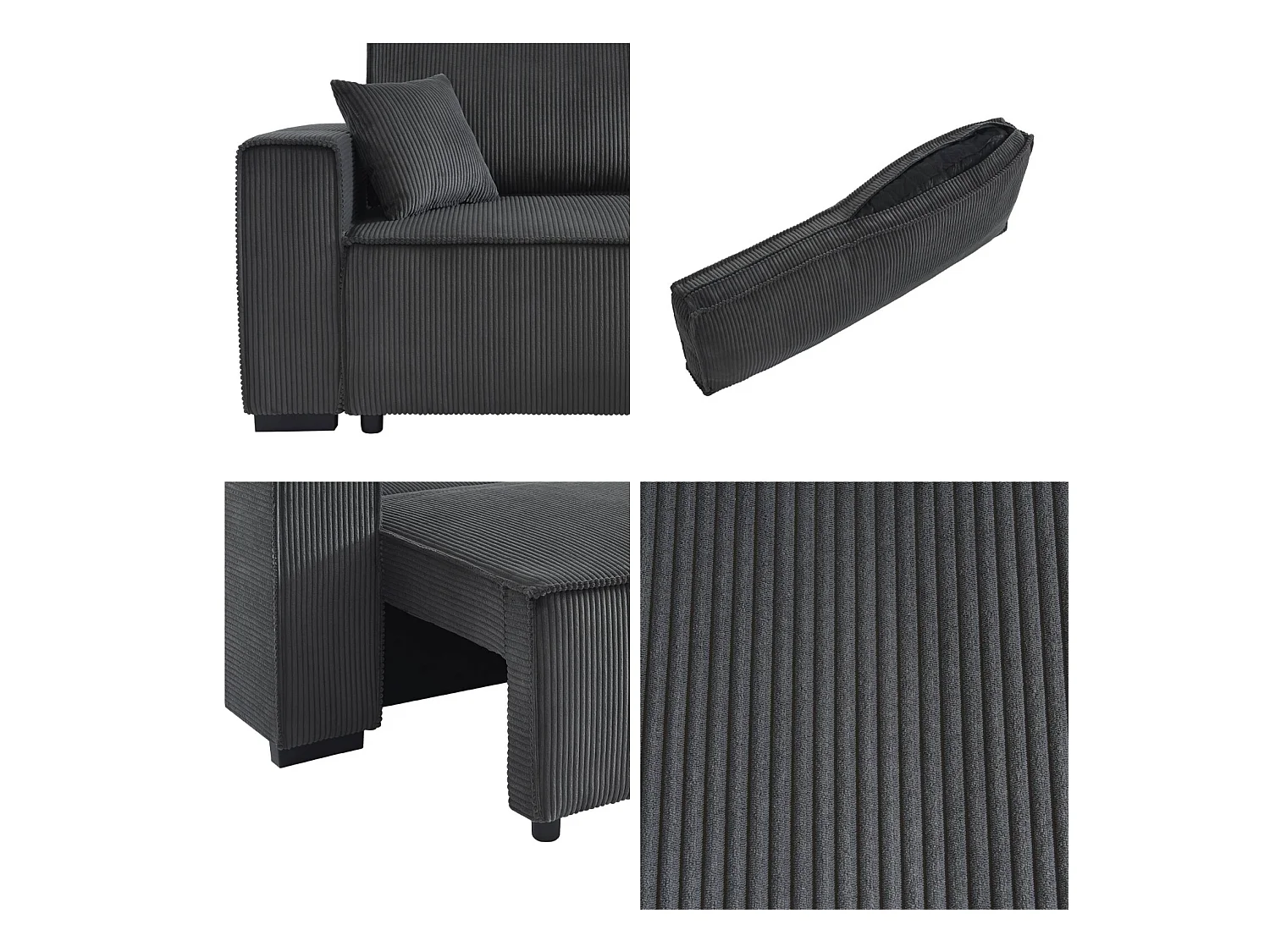 Divano letto angolare e reversibile a 3 posti  in velluto a coste