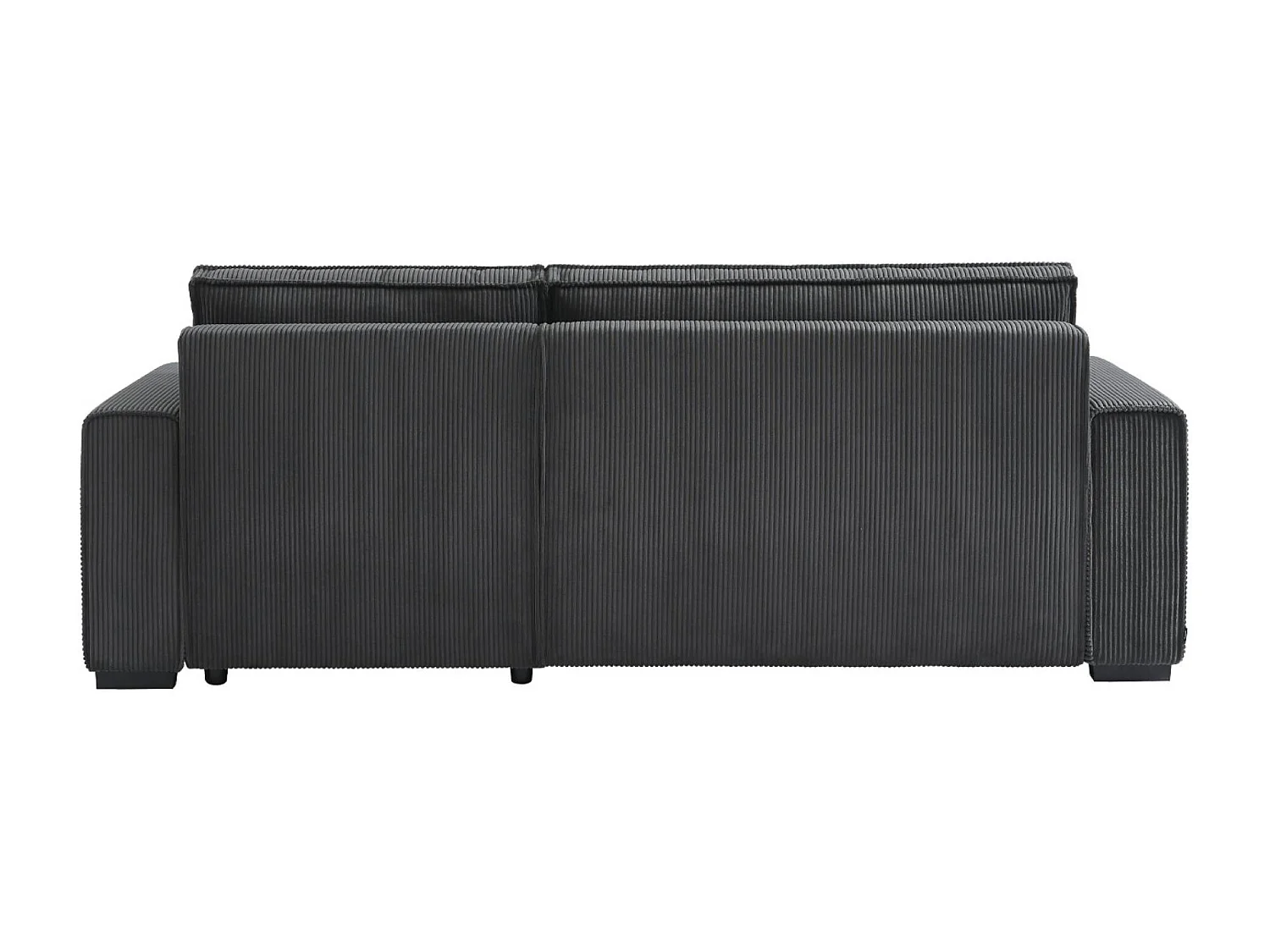 Sofá cama esquinero convertible de pana gruesa, 3 plazas gris oscuro