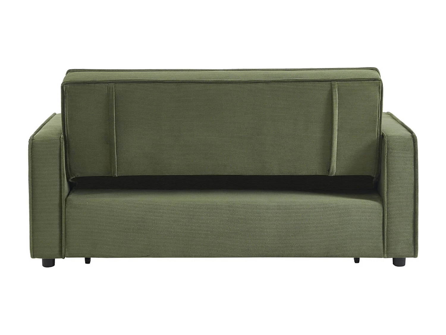 Canapé convertible 3 places kaki velours côtelé. banquette. lit