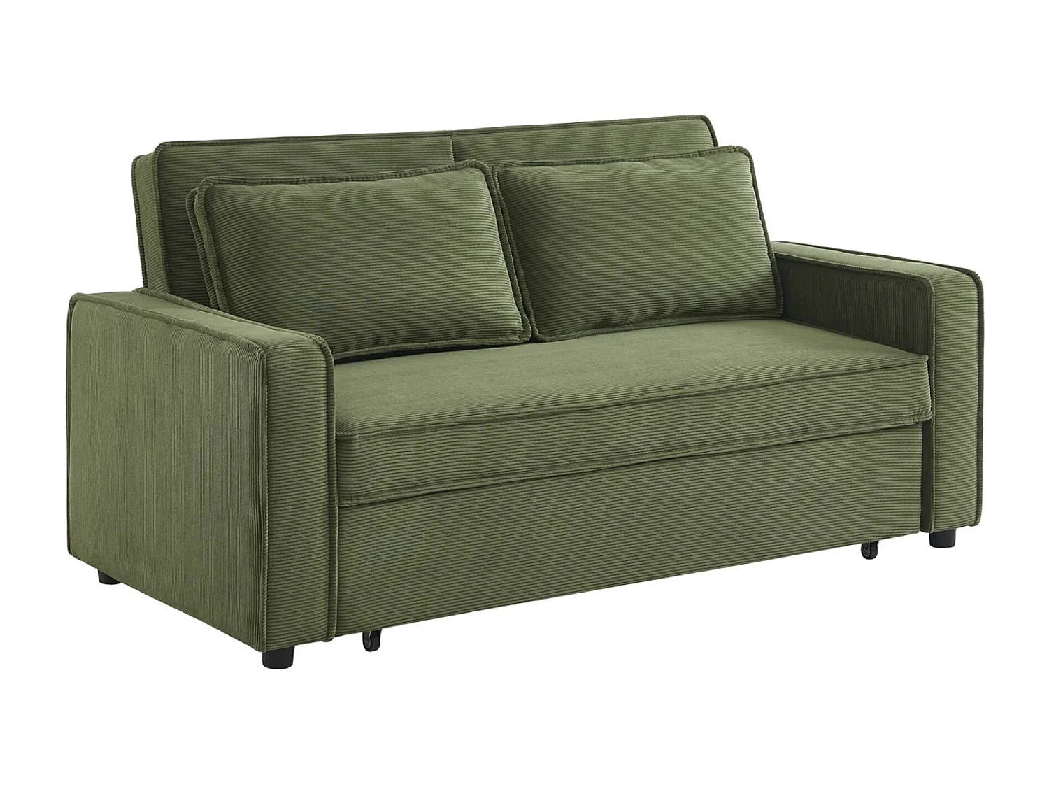 Sofá cama de pana de 3 plazas kaki oscuro