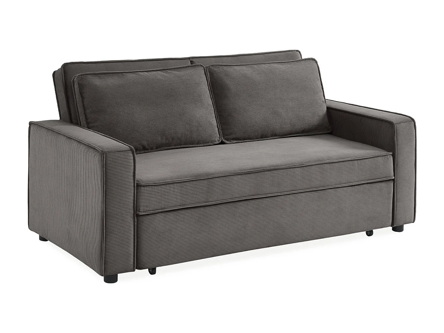 Divano letto a 3 posti in velluto a coste, grigio