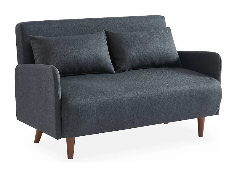 Sofá cama con patas de madera de 2 plazas gris oscuro