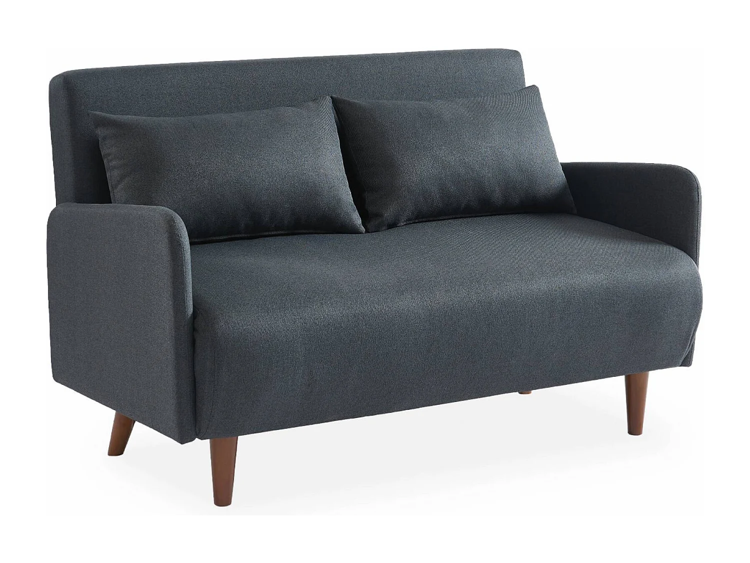 Sofá cama con patas de madera de 2 plazas gris oscuro