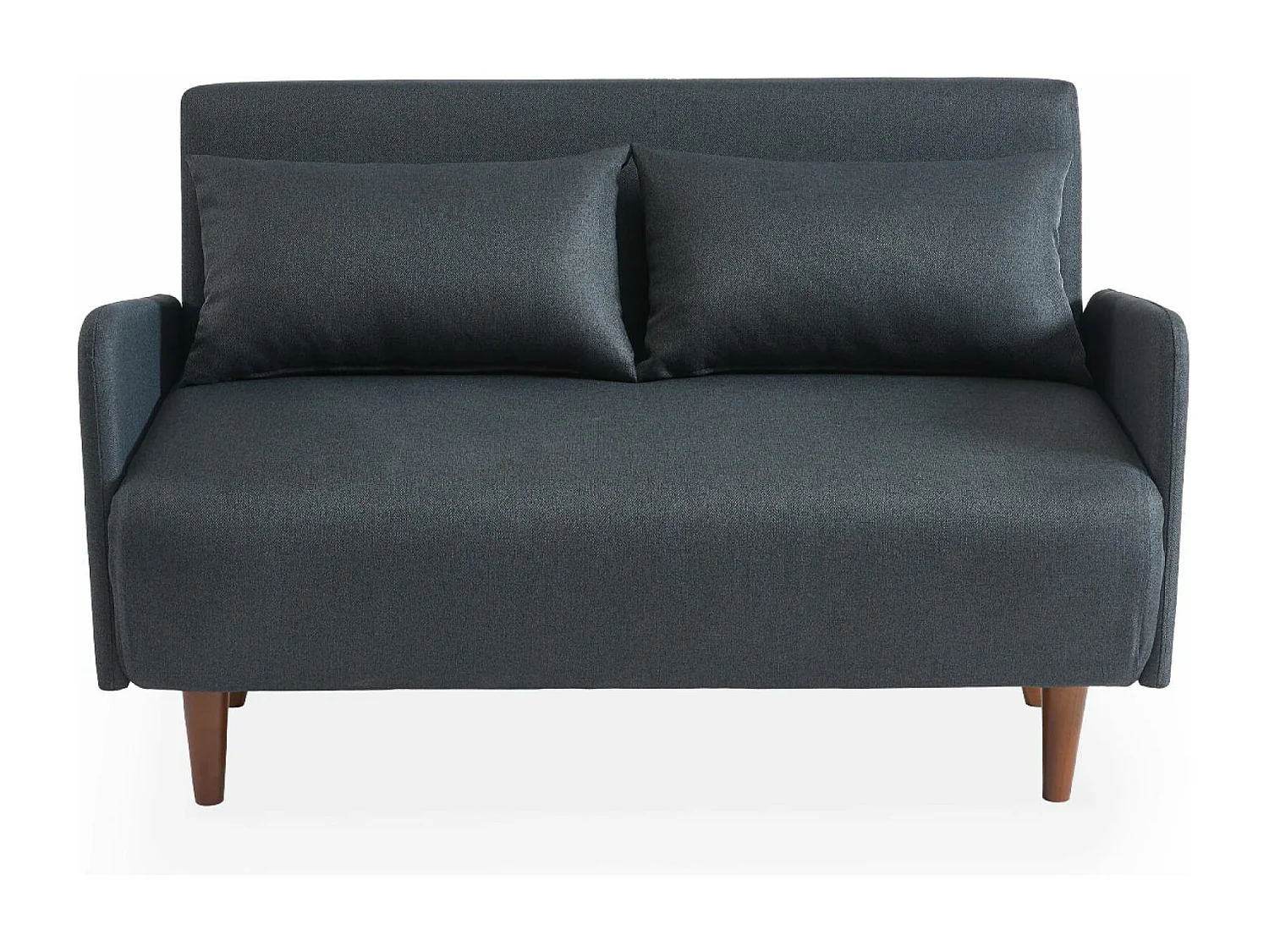 Sofá cama con patas de madera de 2 plazas gris oscuro