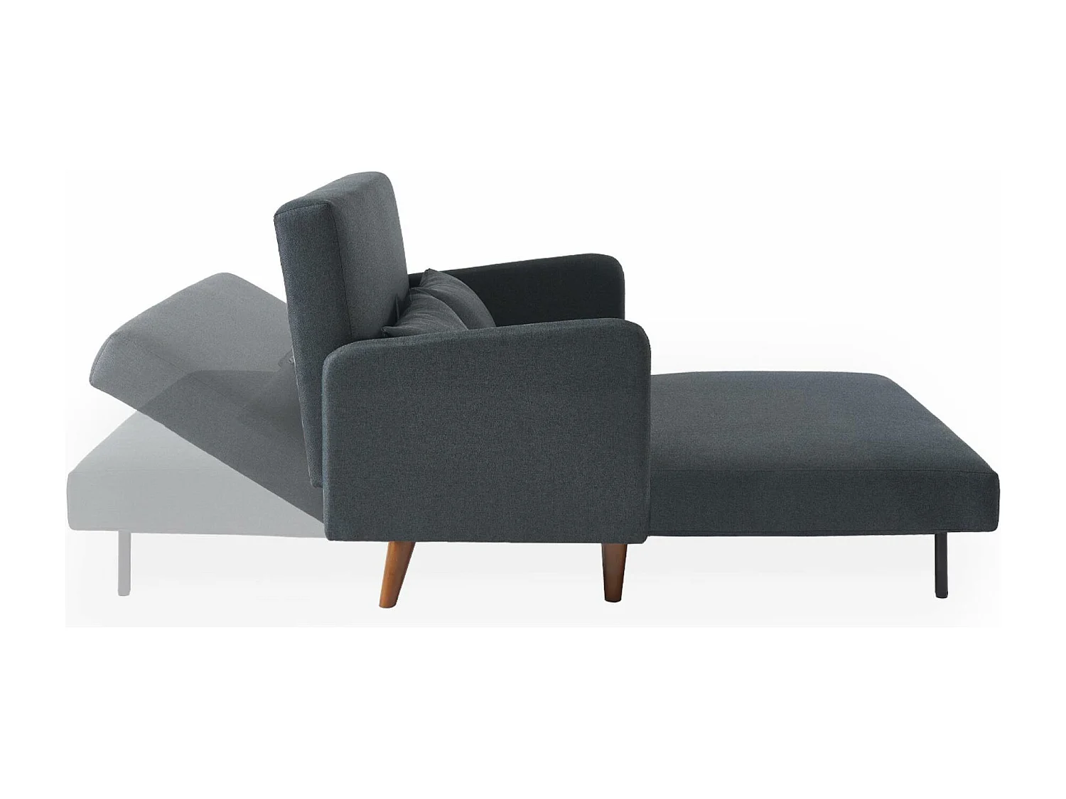 Sofá cama con patas de madera de 2 plazas gris oscuro
