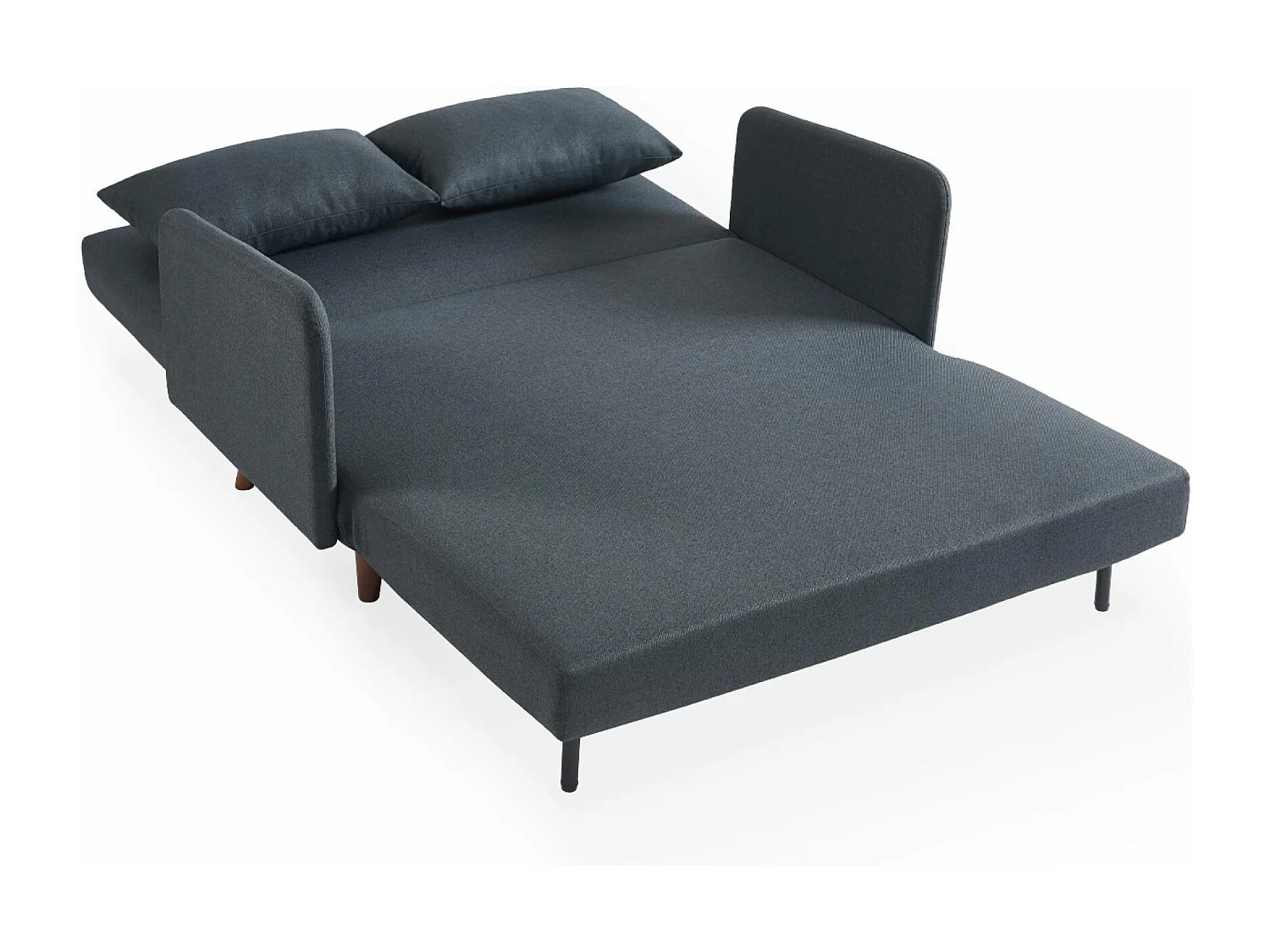 Sofá cama con patas de madera de 2 plazas gris oscuro