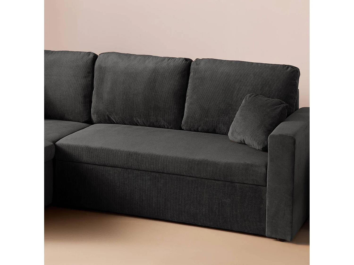 Sofá cama esquinero reversible con espacio de almacenamiento, 3 plazas