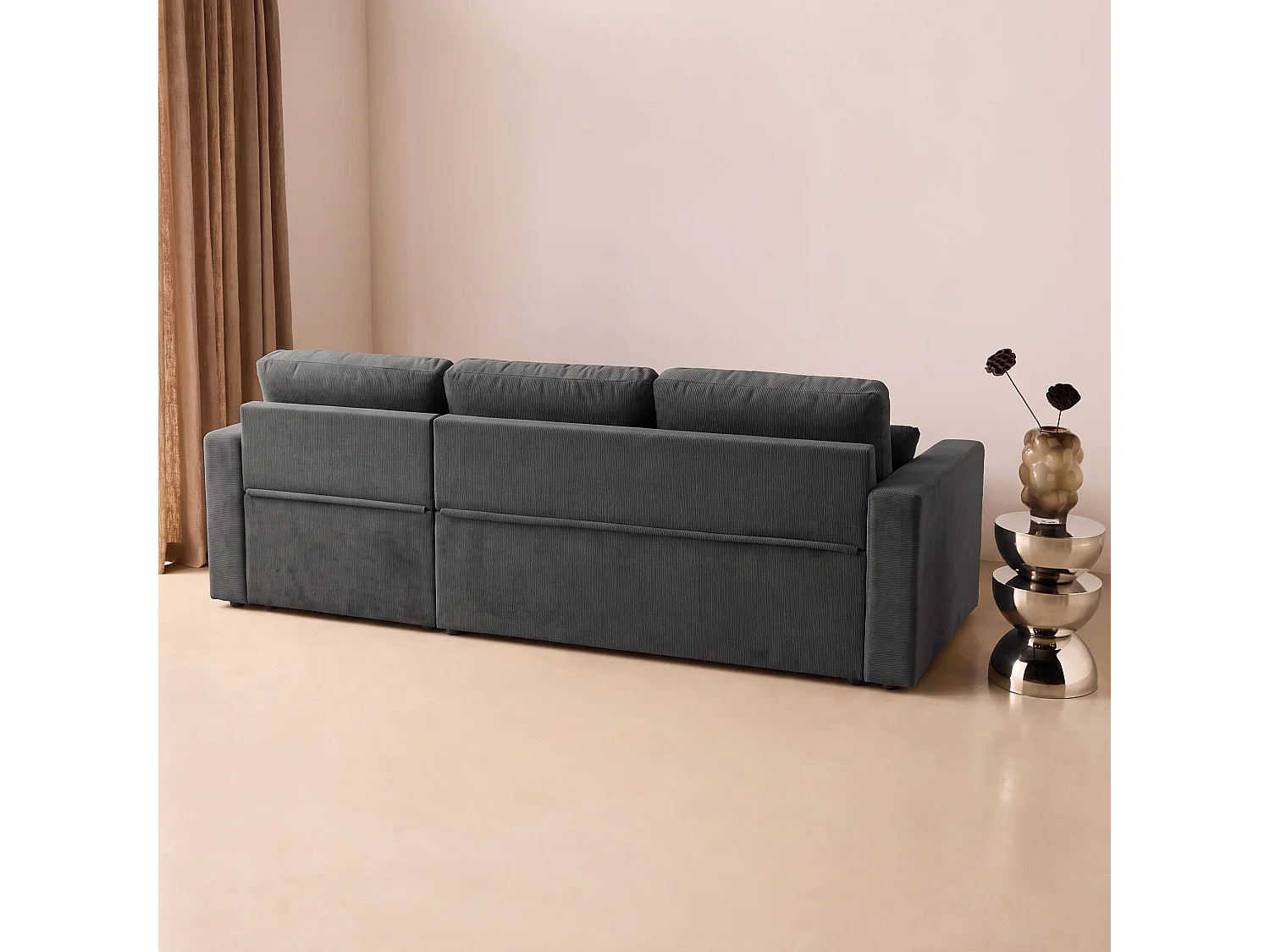 Sofá cama esquinero reversible con espacio de almacenamiento, 3 plazas