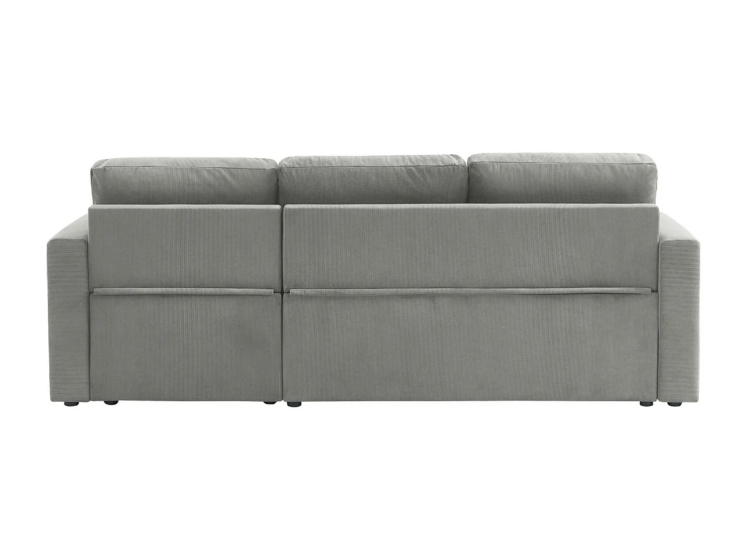 Canapé d'angle convertible en velours côtelé gris clair - IDA - 3 places. fauteuil d'angle réversible coffre rangement lit modulable