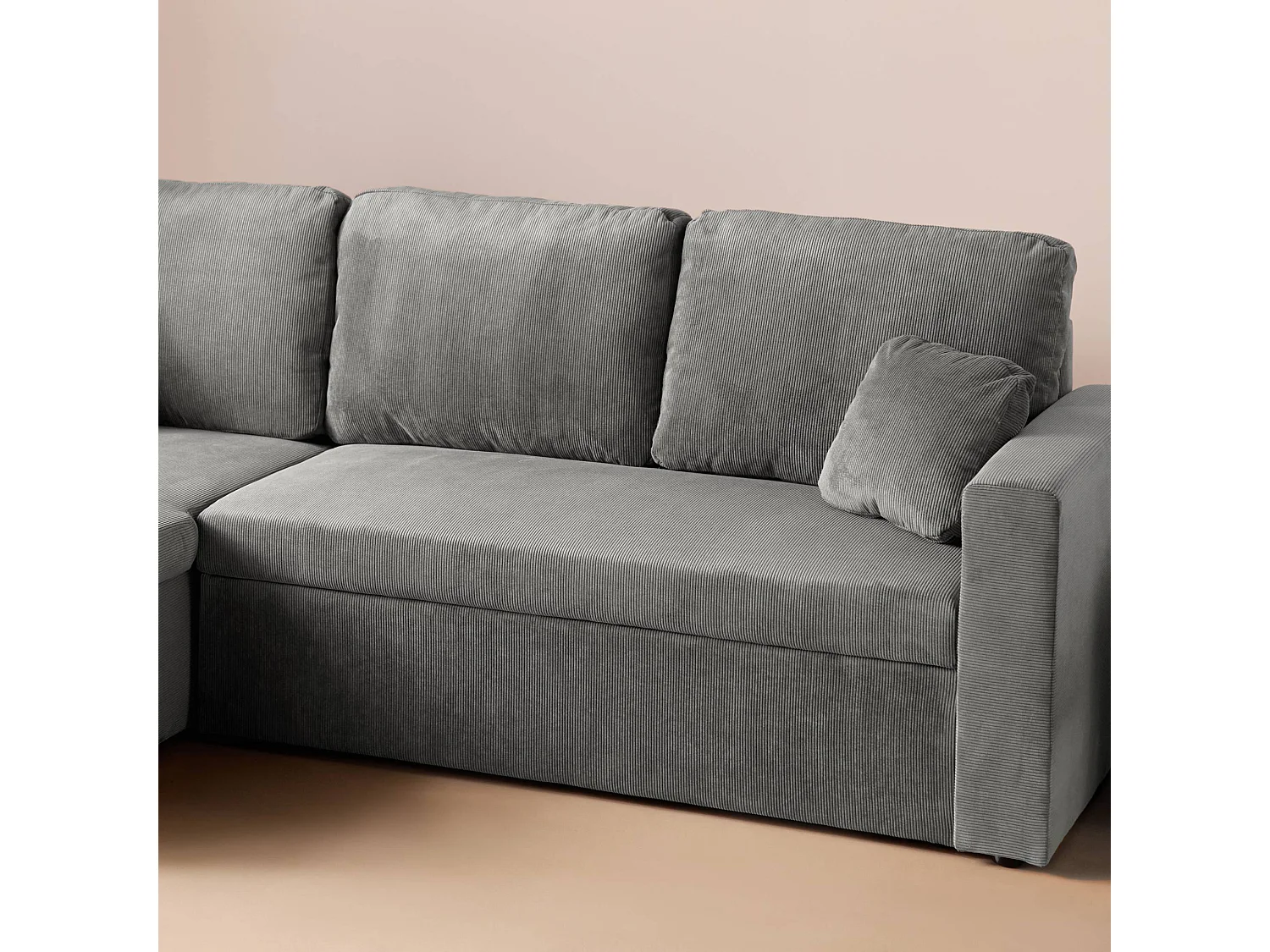 Sofá cama esquinero reversible con espacio de almacenamiento, 3 plazas