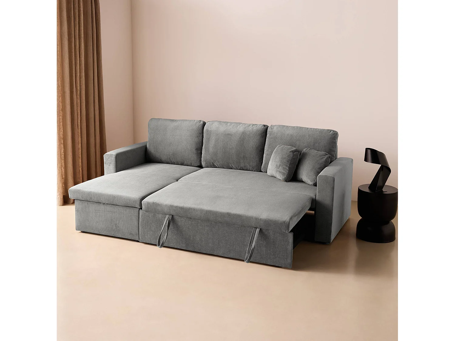 Sofá cama esquinero reversible con espacio de almacenamiento, 3 plazas