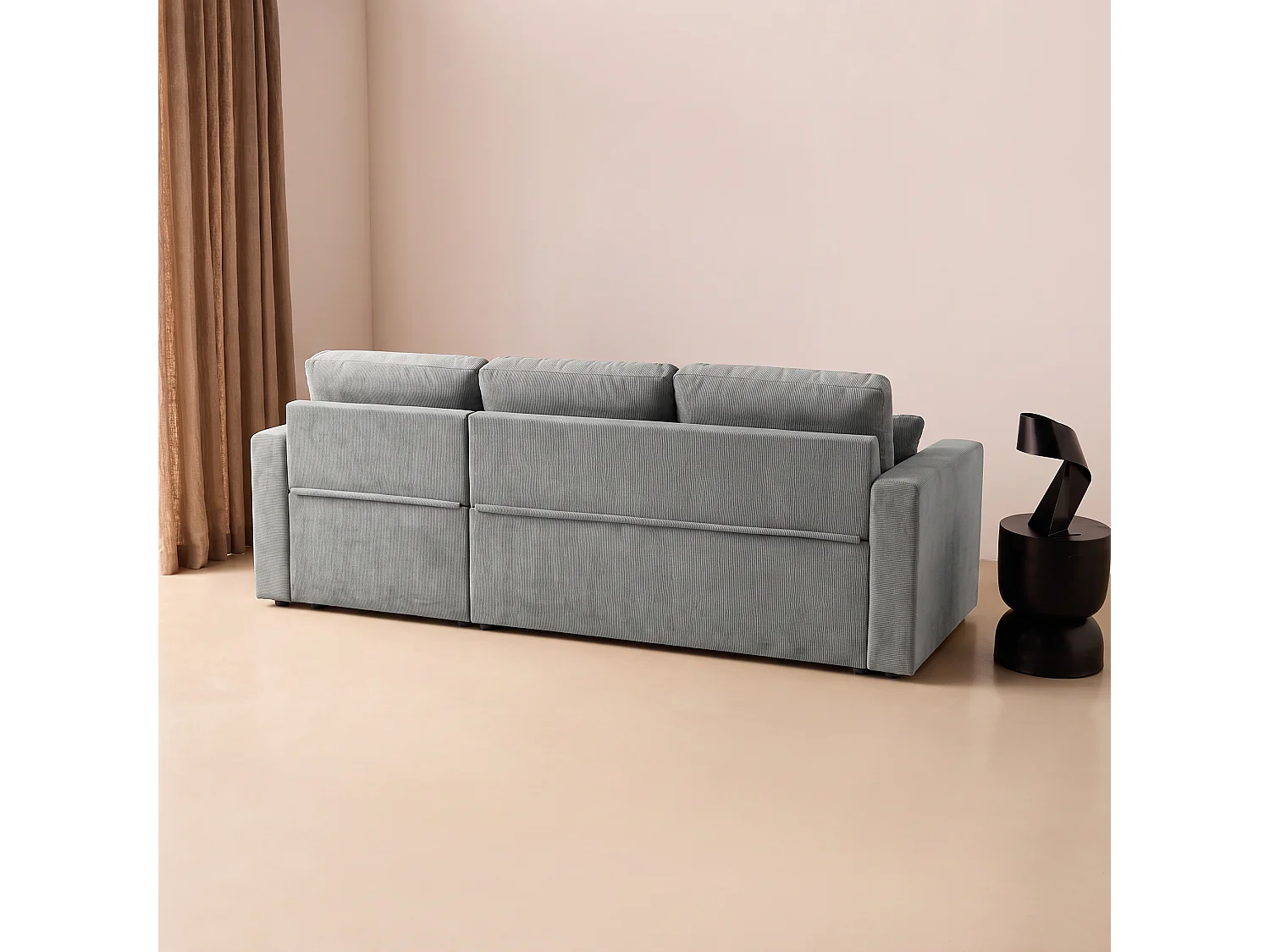 Sofá cama esquinero reversible con espacio de almacenamiento, 3 plazas
