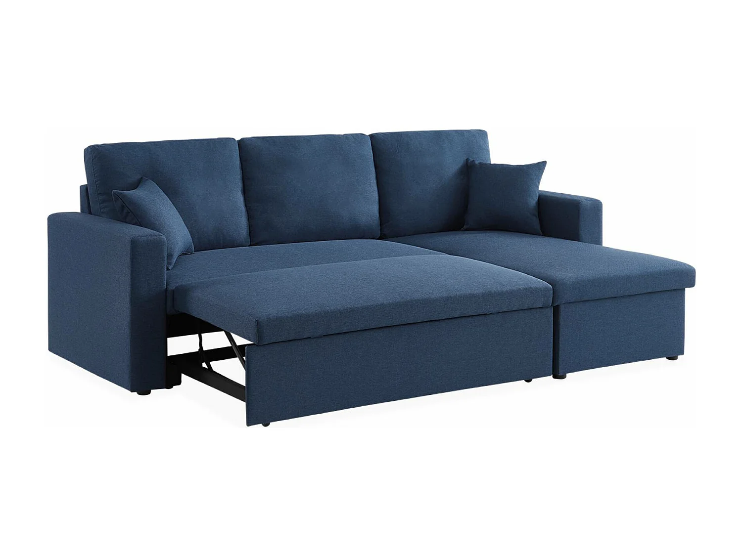 Divano letto angolare reversibile 3 posti con contenitore, blu