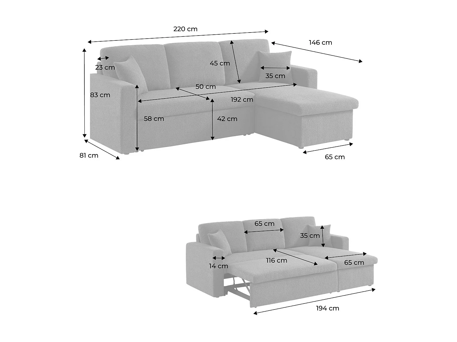 Canapé d'angle convertible en velours côtelé bleu - IDA - 3 places. fauteuil d'angle réversible coffre rangement lit modulable