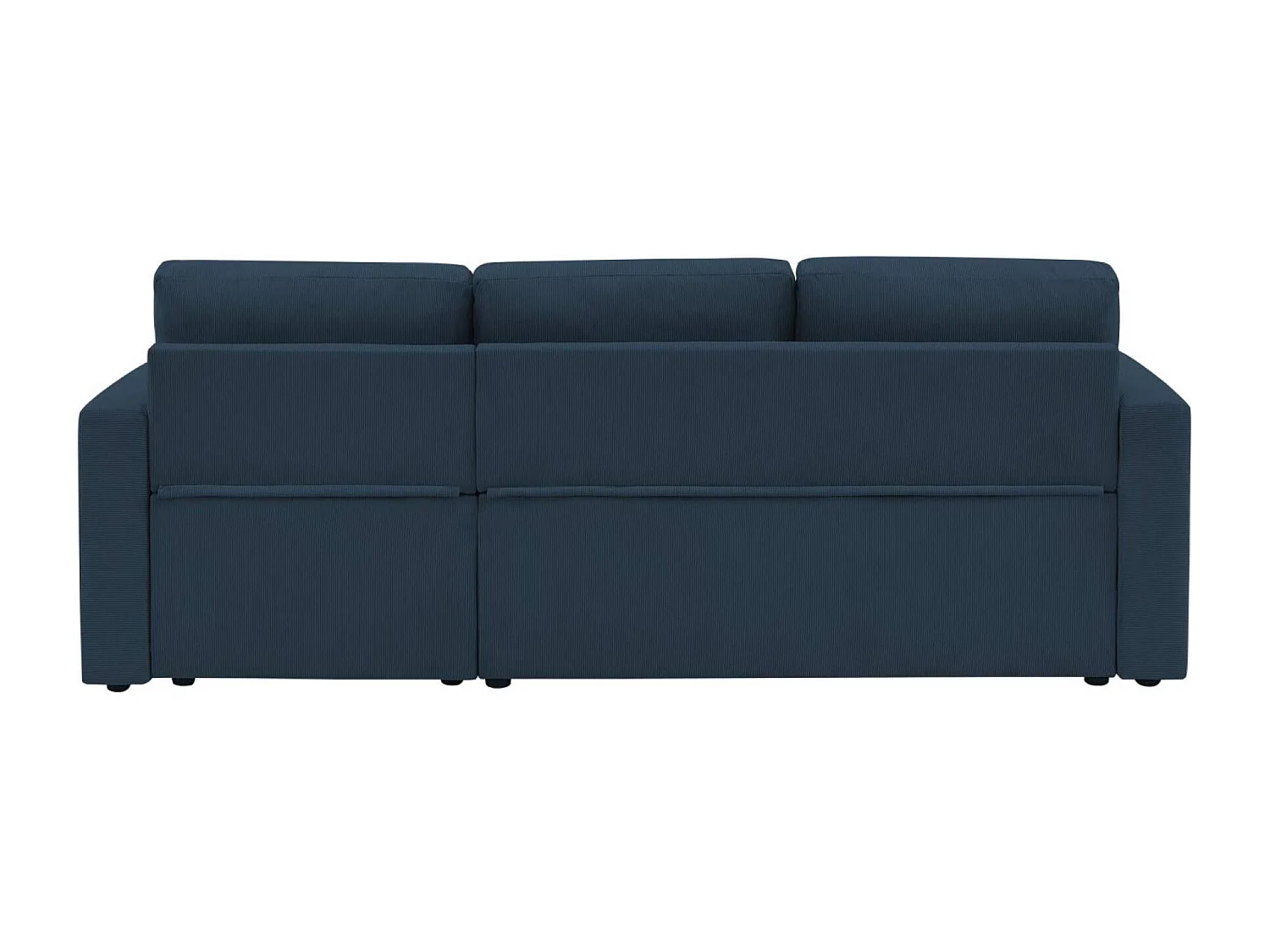 Canapé d'angle convertible en velours côtelé bleu - IDA - 3 places. fauteuil d'angle réversible coffre rangement lit modulable