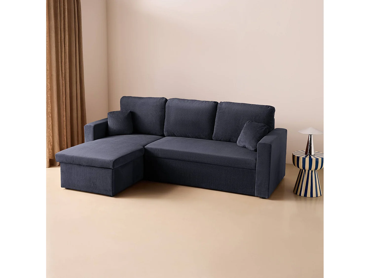Sofá cama esquinero reversible con espacio de almacenamiento, 3 plazas
