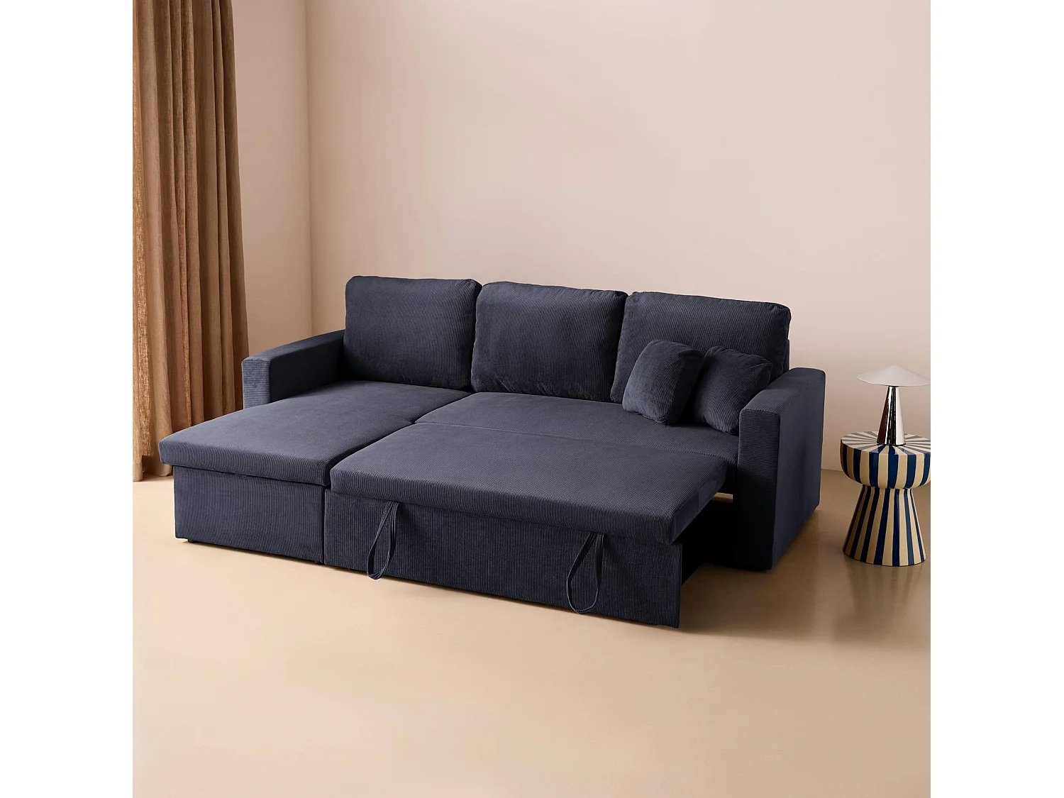 Sofá cama esquinero reversible con espacio de almacenamiento, 3 plazas