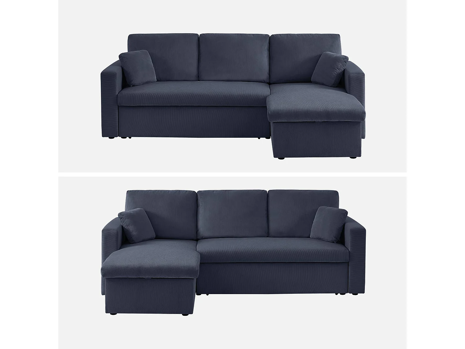 Sofá cama esquinero reversible con espacio de almacenamiento, 3 plazas