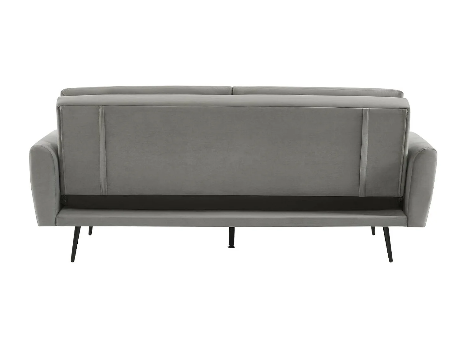 Canapé convertible. John. 2-3 places pieds métal et velours gris clair L 210 x P111 x H48cm