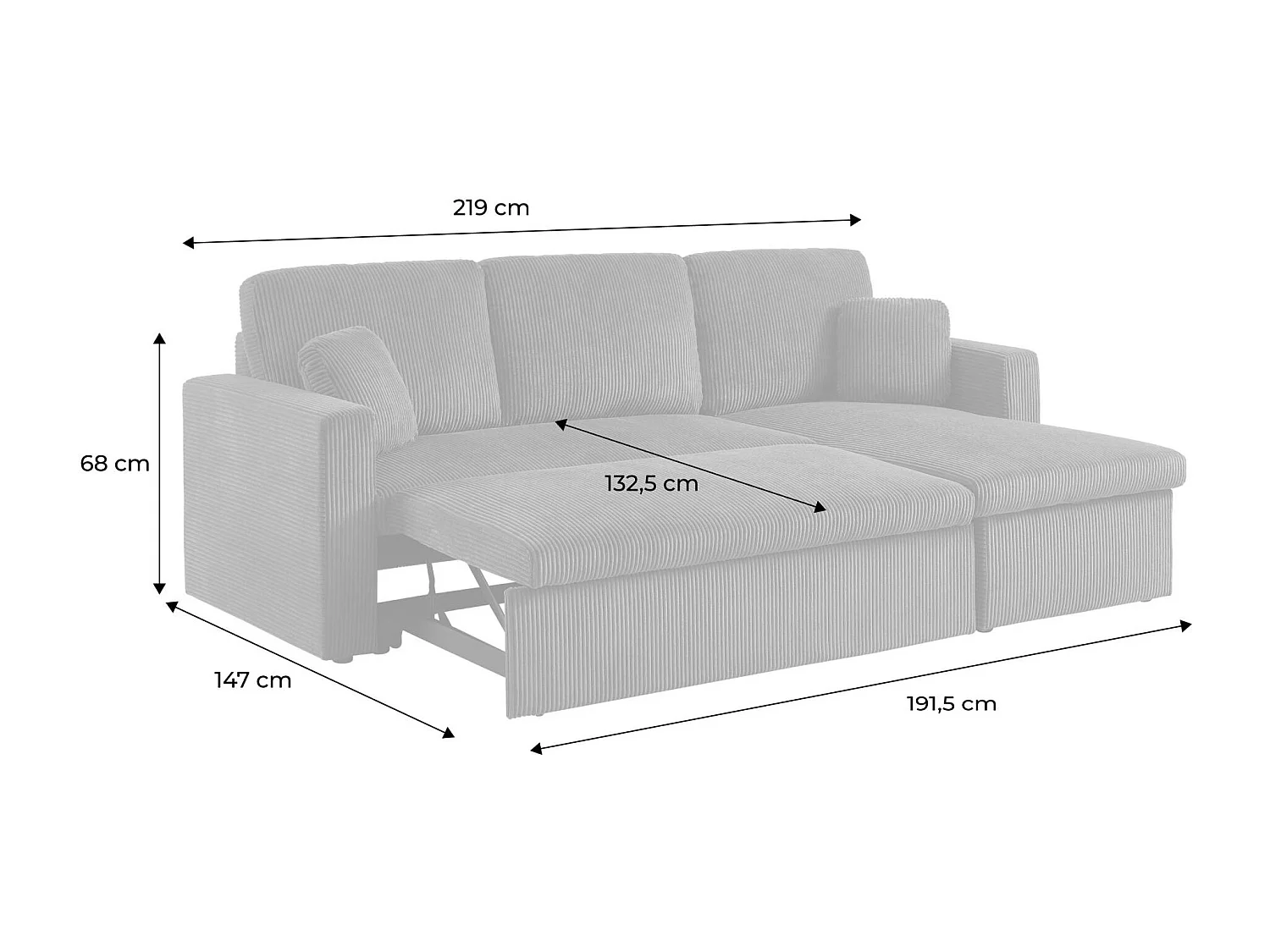 Sofá cama esquinero reversible 3 plazas crema