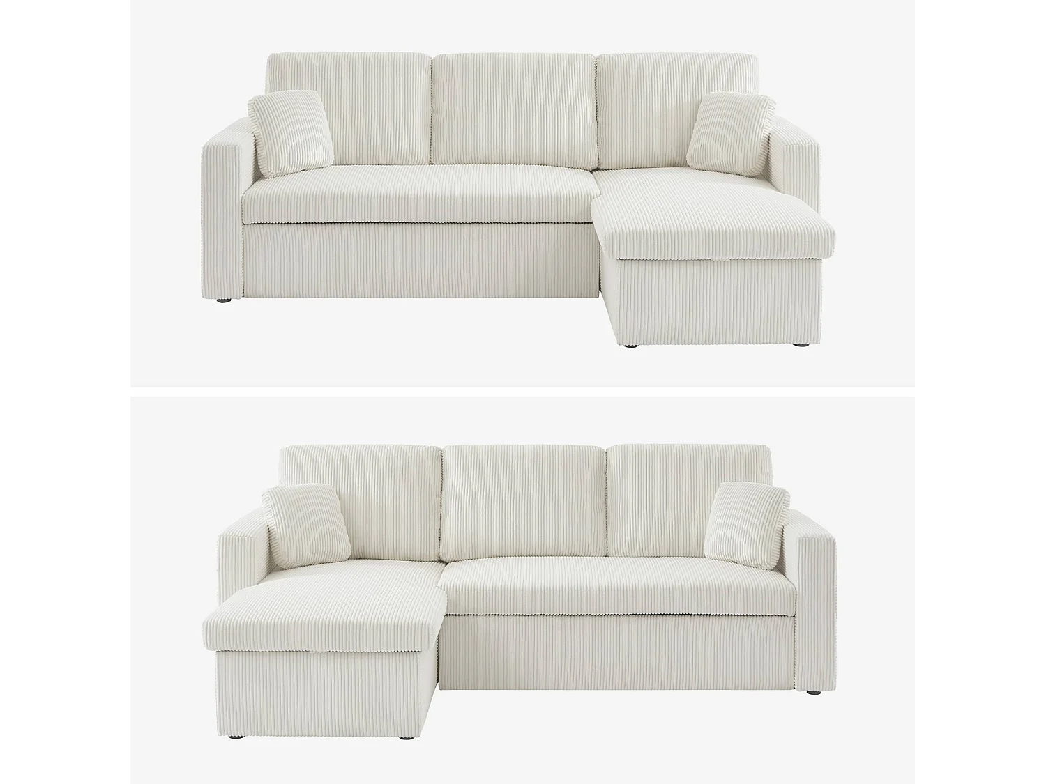 Sofá cama esquinero reversible 3 plazas crema