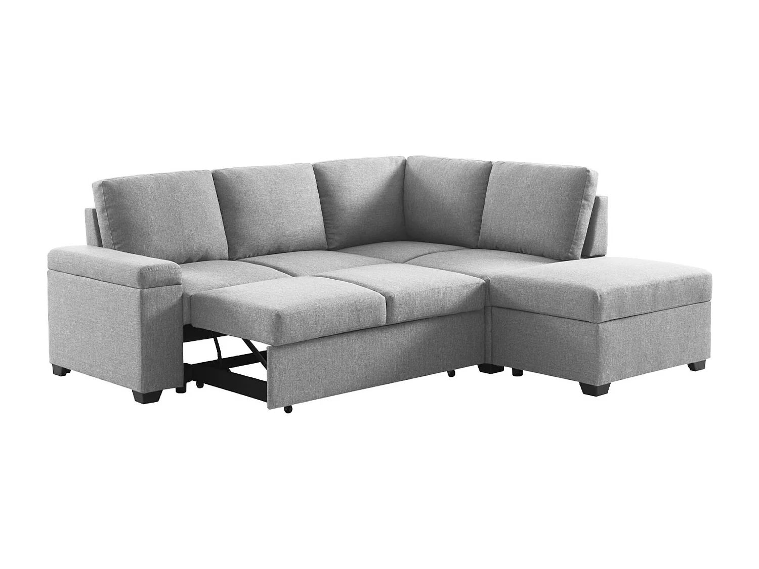 Sofá cama con reposapiés de 3 plazas gris claro