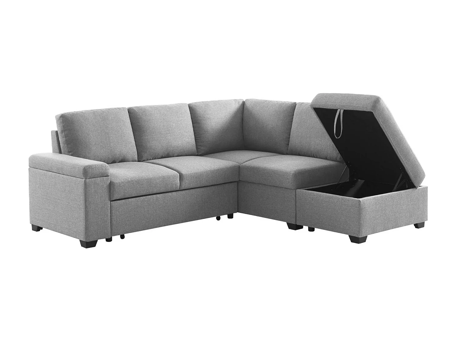 Sofá cama con reposapiés de 3 plazas gris claro