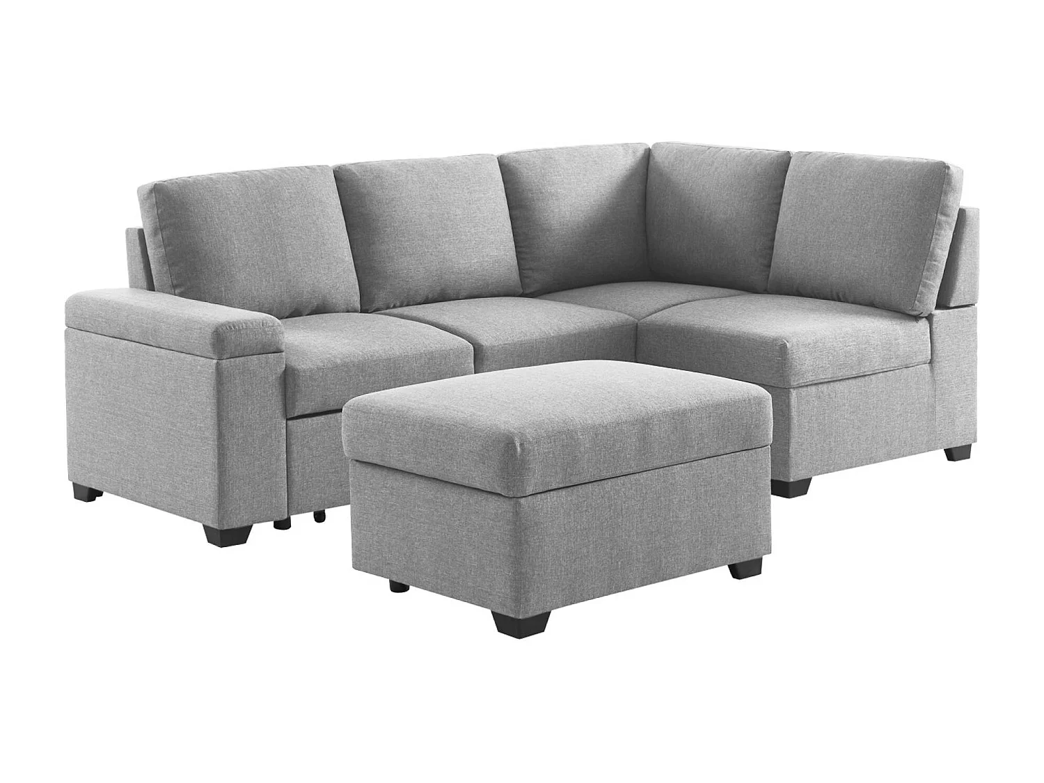 Sofá cama con reposapiés de 3 plazas gris claro