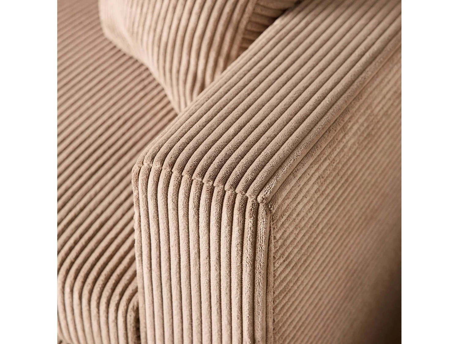 Canapé d'angle réversible convertible tiroir 3 places en velours beige IDA