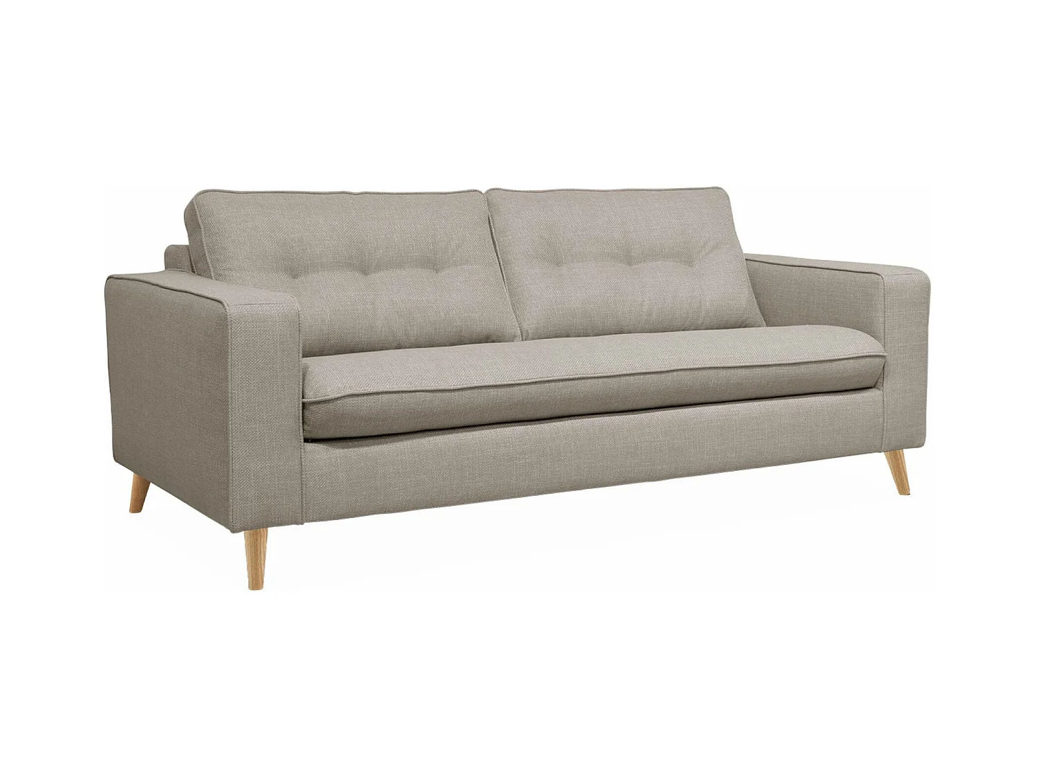 Canapé lit 3 places beige / lin avec matelas 12cm d'épaisseur. fabriqué en France
