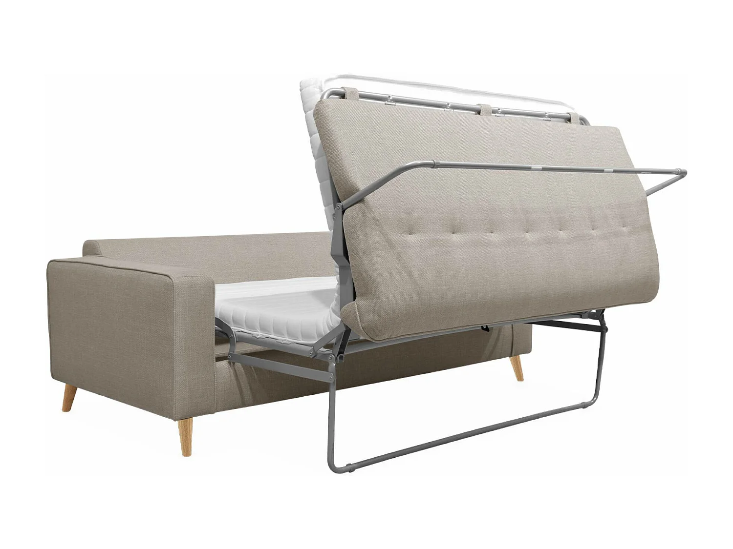 Divano letto convertibile 3 posti con materasso, beige