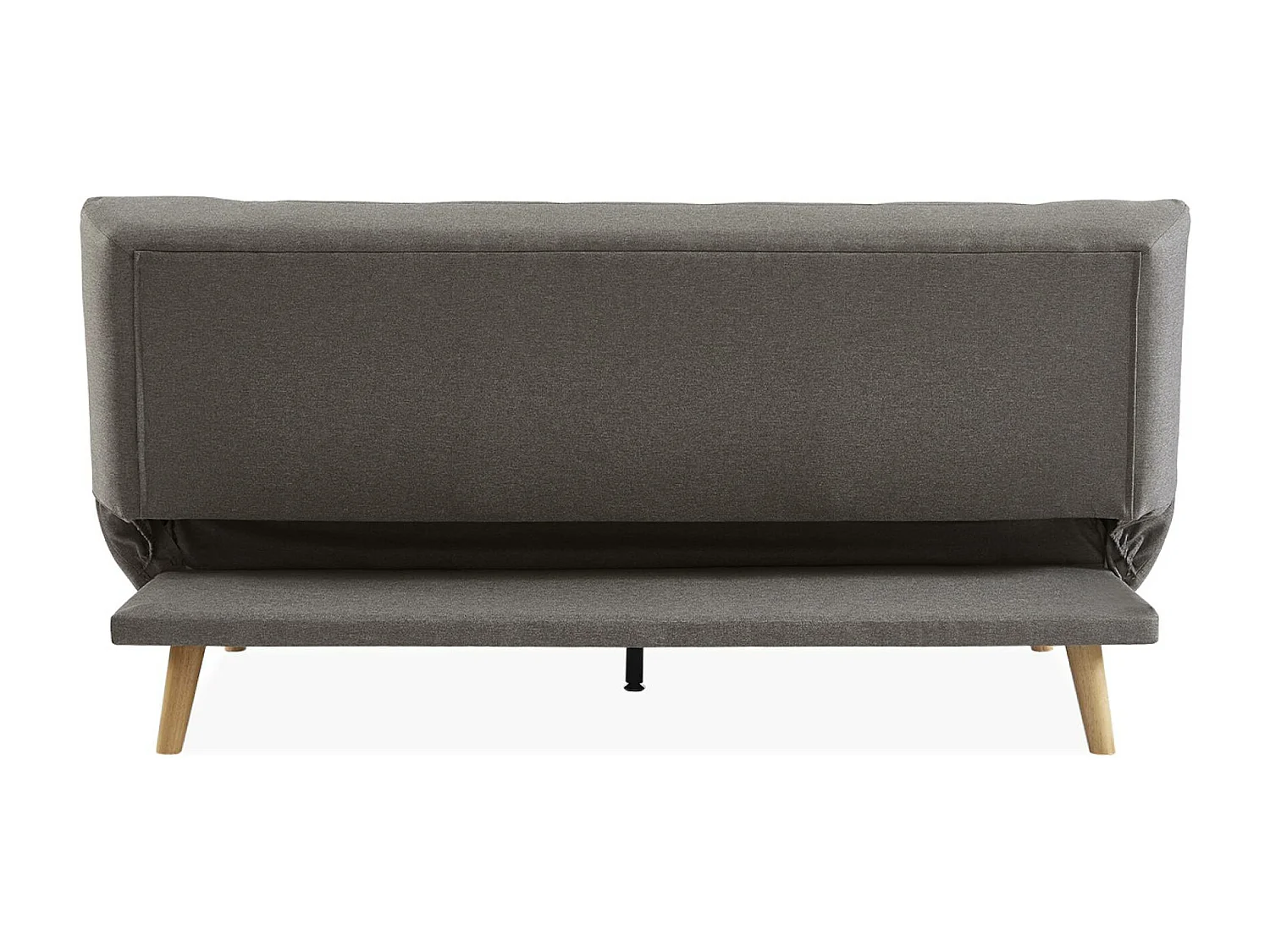 Canapé 3 places banquette clic clac. convertible. en tissu gris clair et pieds bois naturel