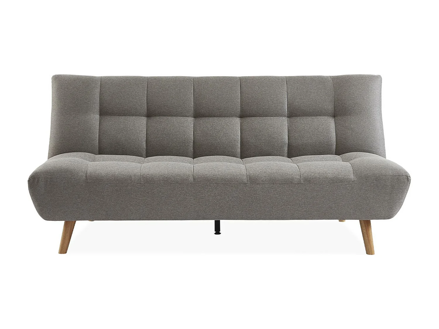 Canapé 3 places banquette clic clac. convertible. en tissu gris clair et pieds bois naturel