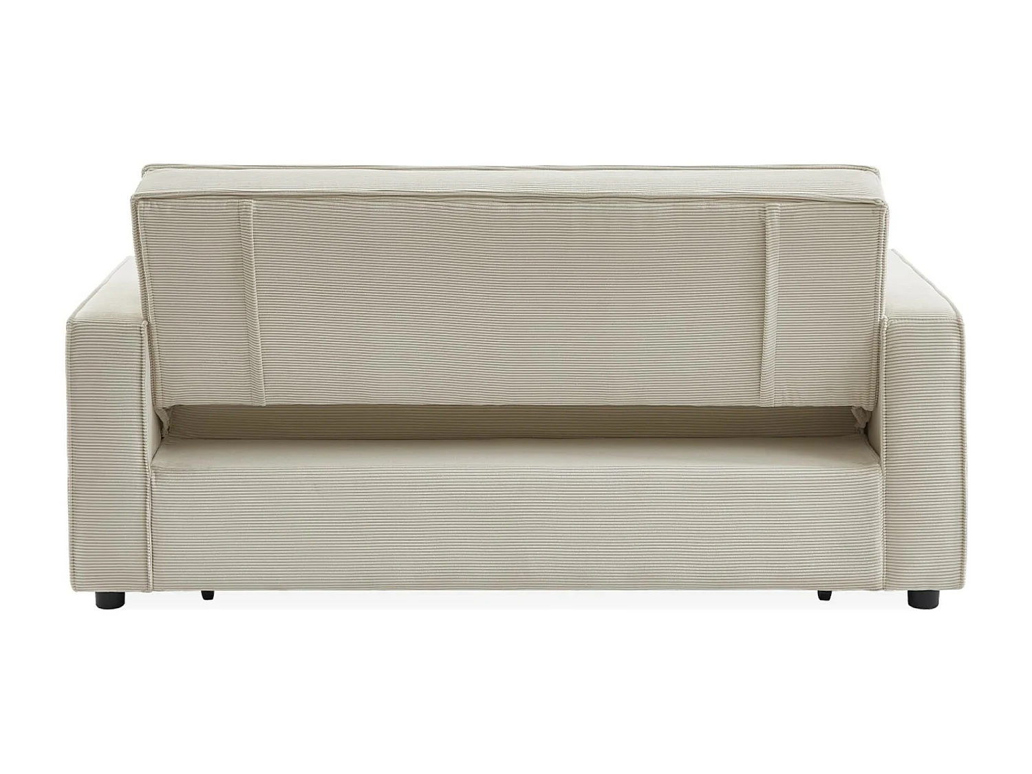 Divano letto a 3 posti in velluto a coste, crema