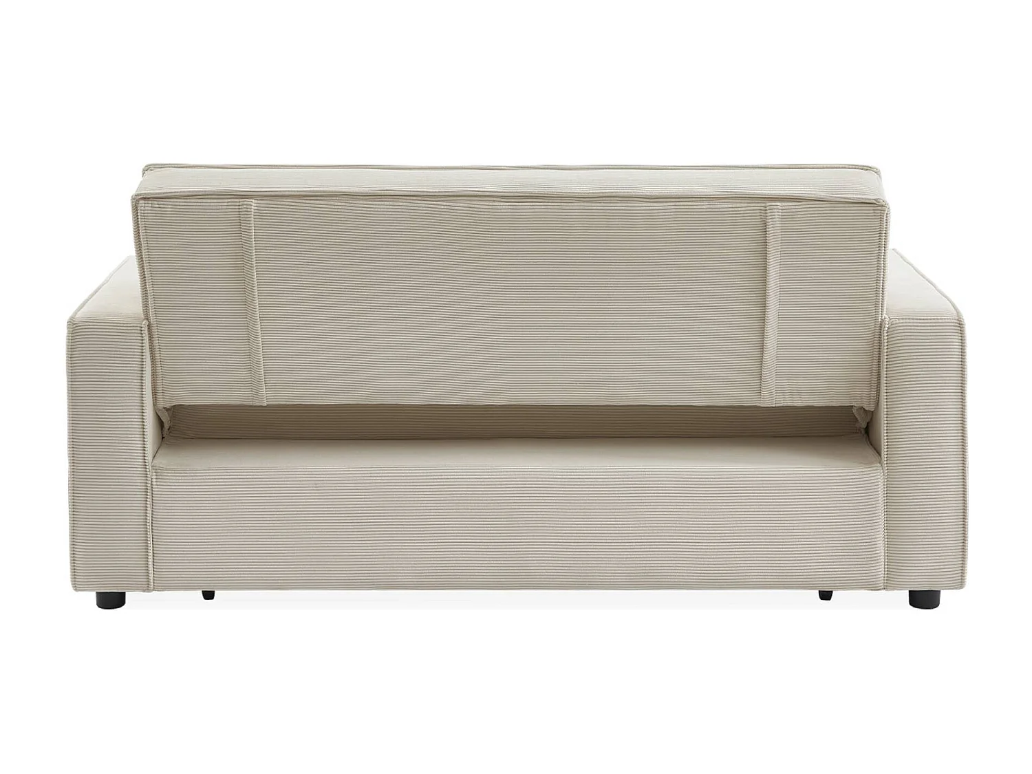 Canapé convertible 3 places blanc crème velours côtelé. banquette. lit