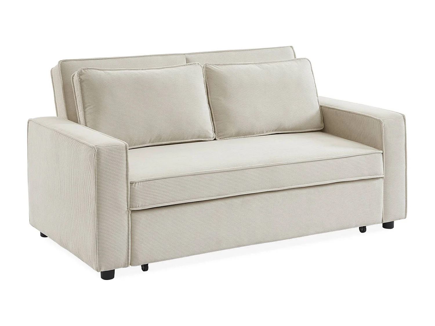 Sofá cama de pana de 3 plazas crema