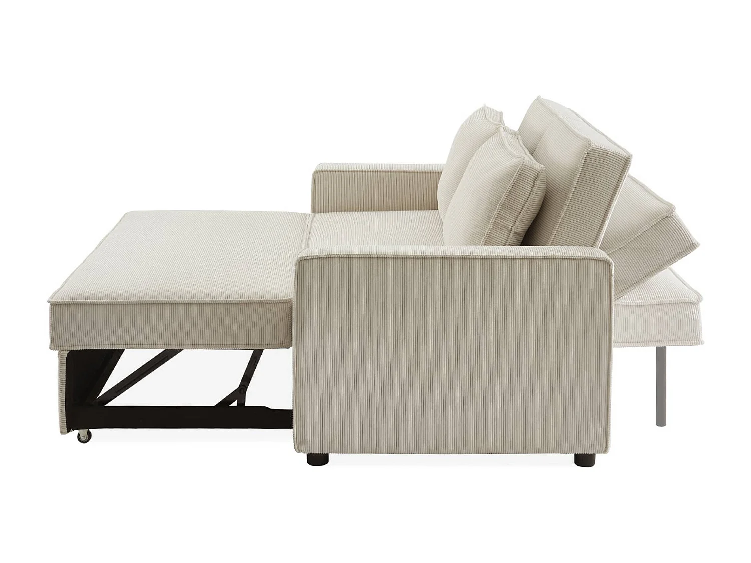 Sofá cama de pana de 3 plazas crema