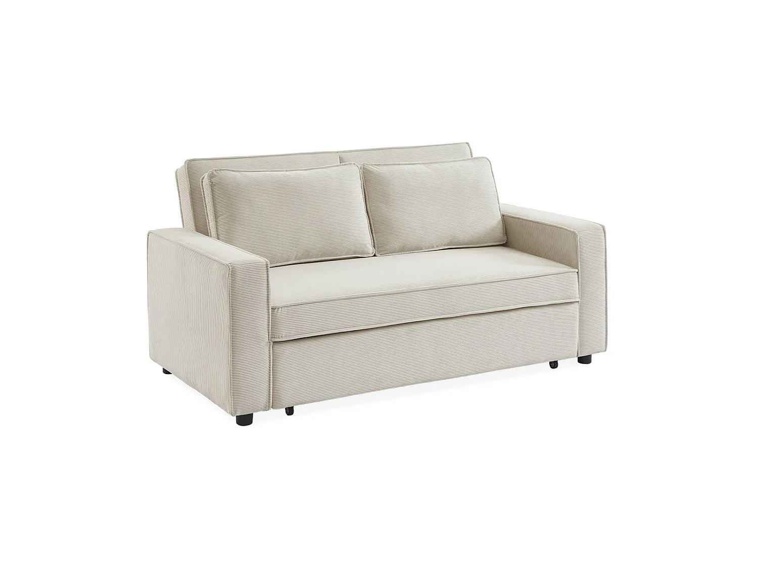 Sofá cama de pana, 2 plazas crema