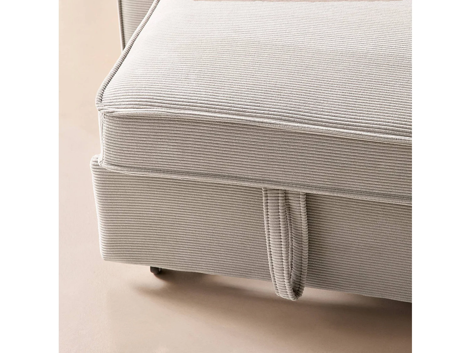 Sofá cama de pana, 2 plazas crema