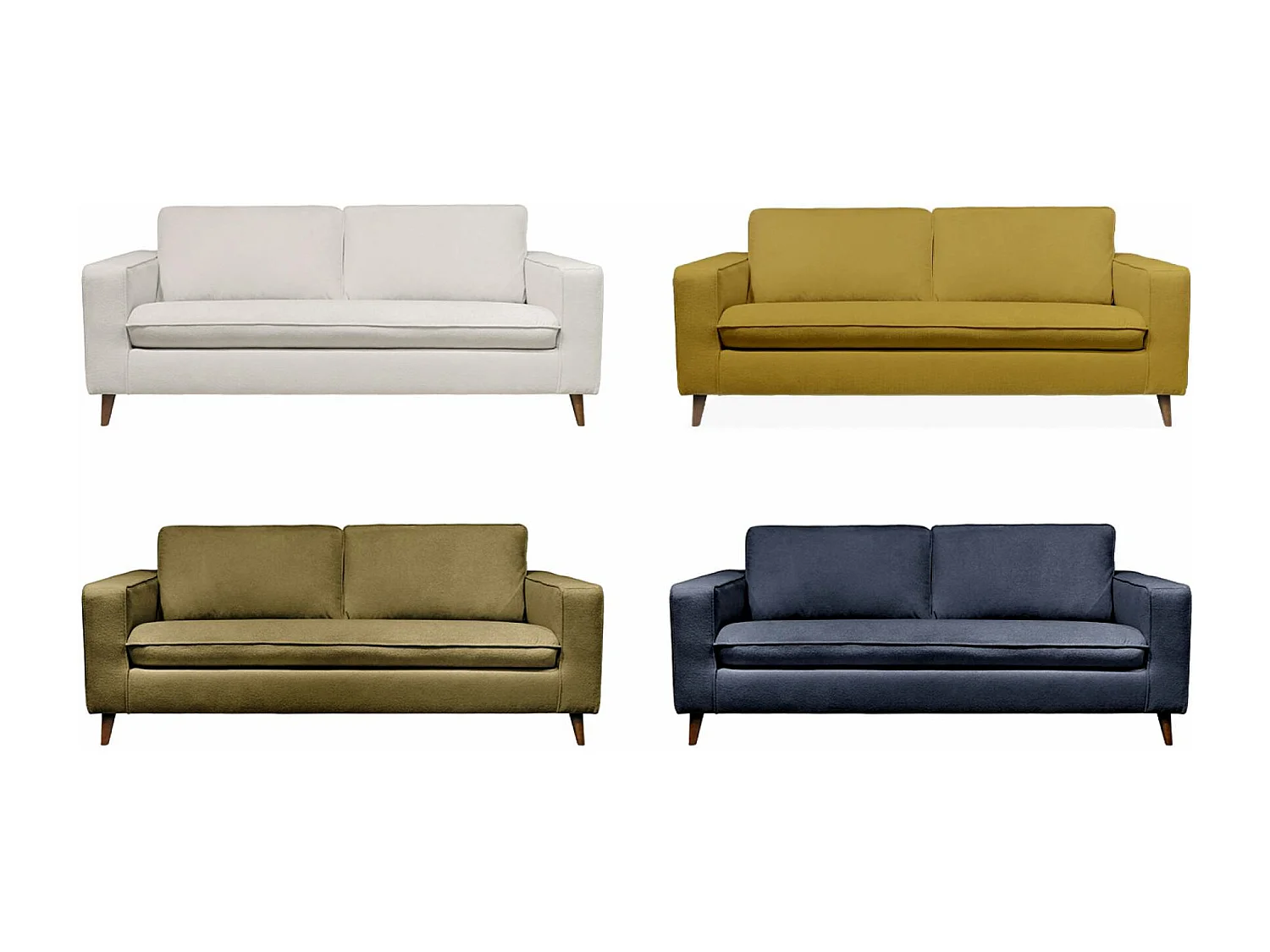 Canapé lit 3 places vert olive avec matelas 12cm d'épaisseur. fabriqué en France